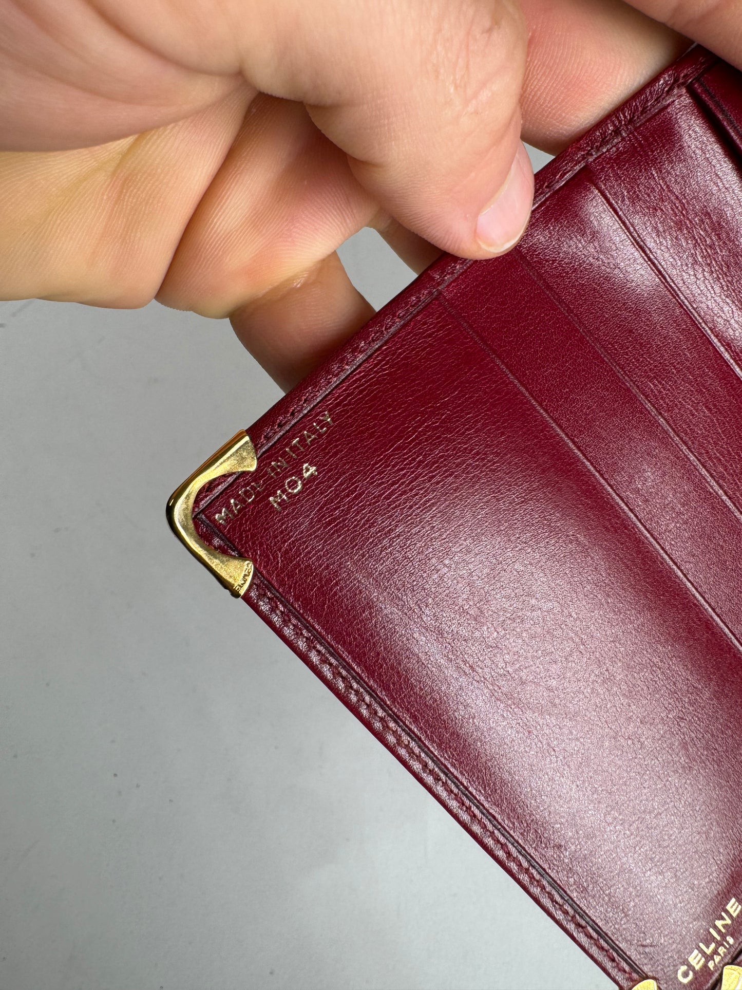 Vintage Celine Paris Leather Card Holder Dark Red