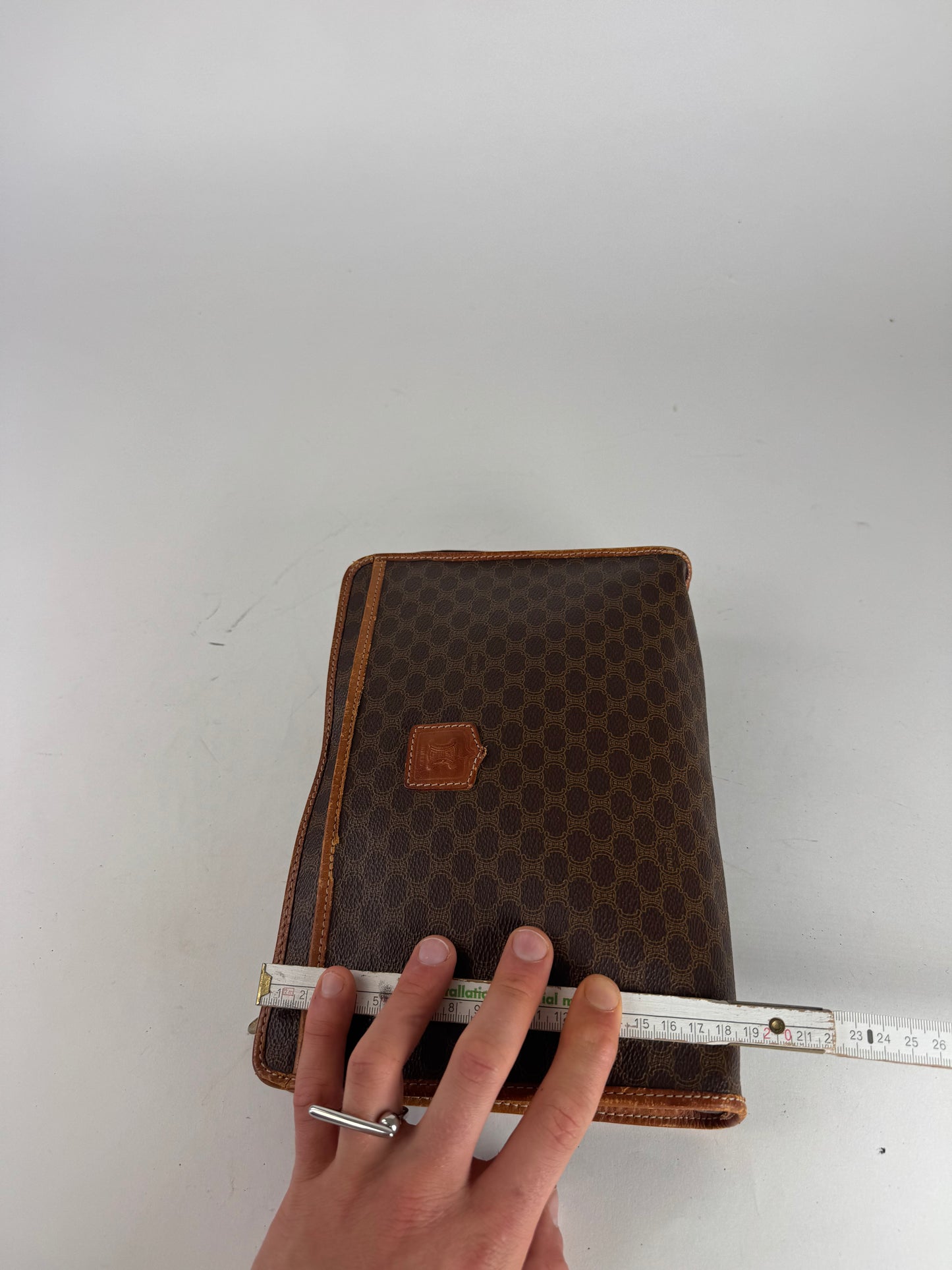 Vintage Celine Paris Leather Monogram Clutch brown