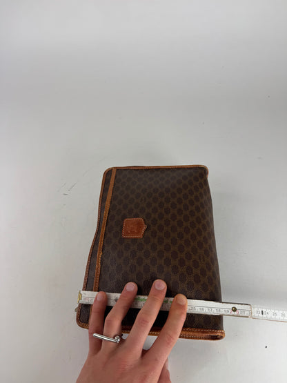 Vintage Celine Paris Leather Monogram Clutch brown