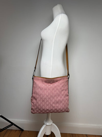 Vintage Gucci Monogram Shoulder Bag pink