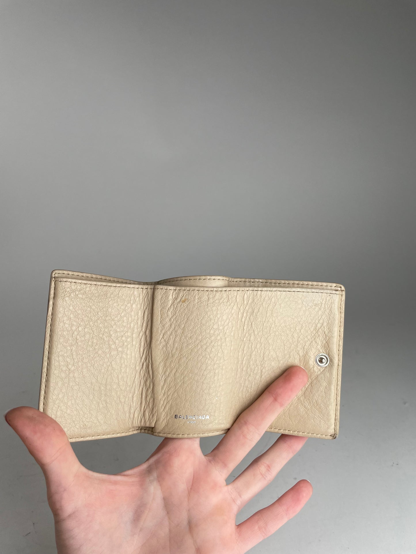 Vintage Balenciaga Leather Card Holder Beige
