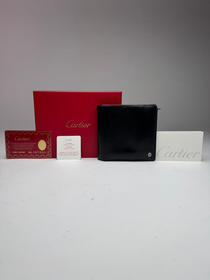 Vintage Cartier Flap Leather Wallet Black