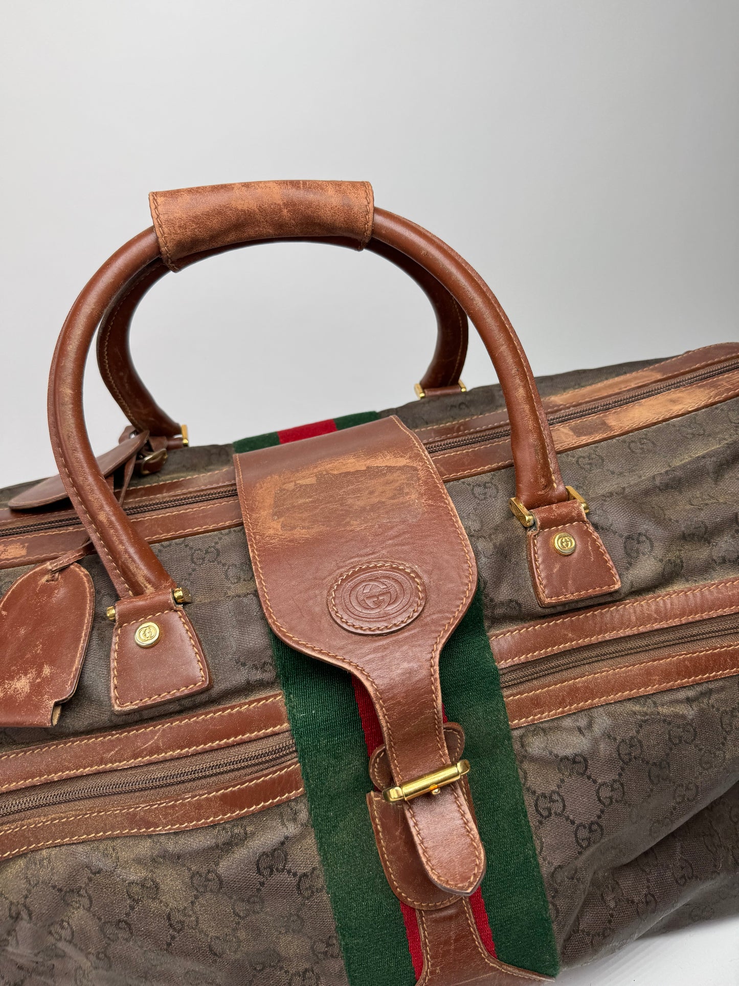 Vintage Gucci Duffel Bag / Travel Bag Monogram Brown