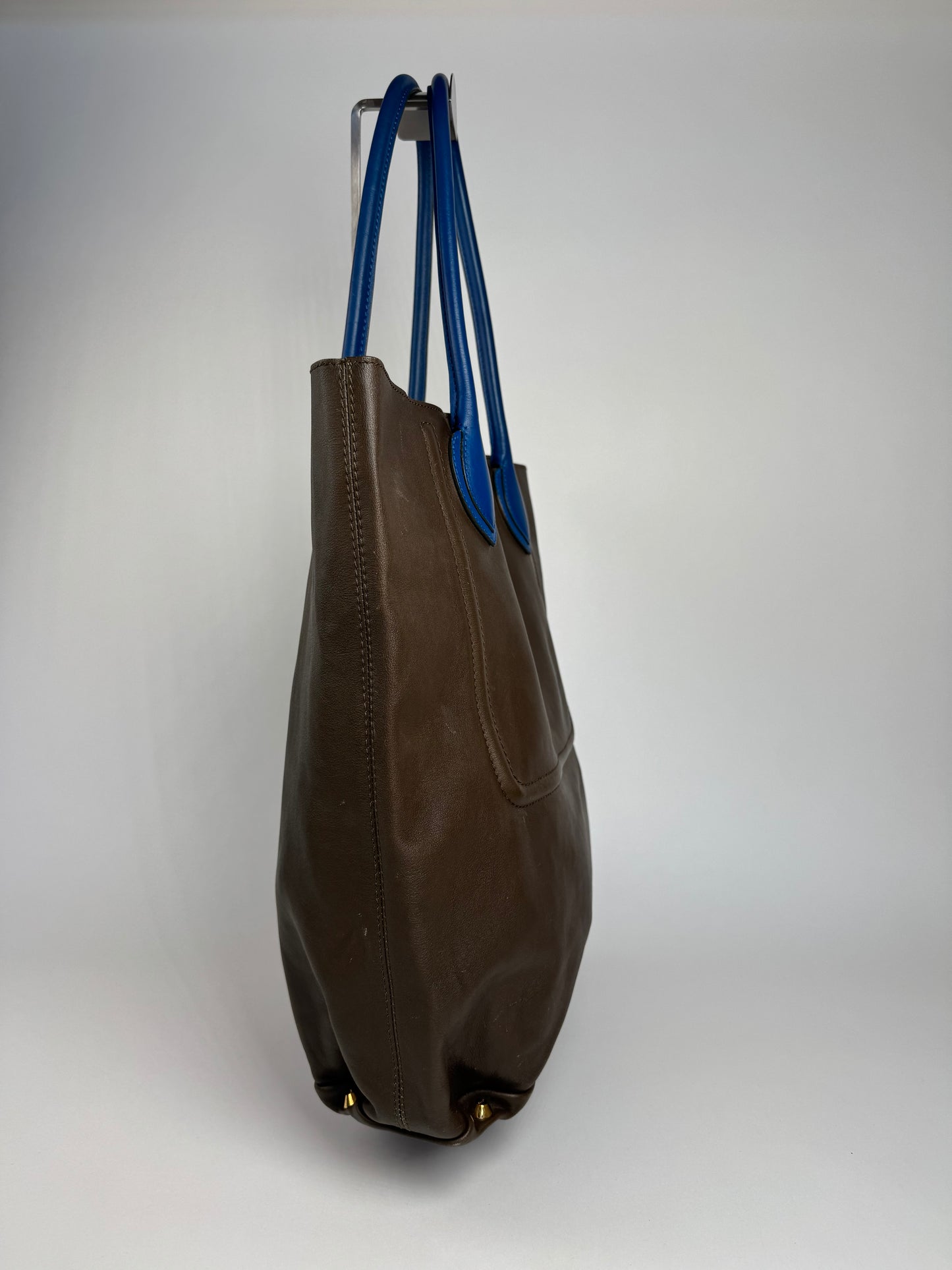 Vintage Emilio Pucci Leather Shopper Brown Blue