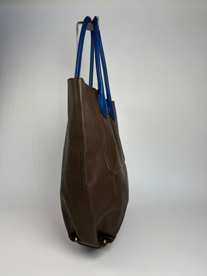Vintage Emilio Pucci Leather Shopper Brown Blue