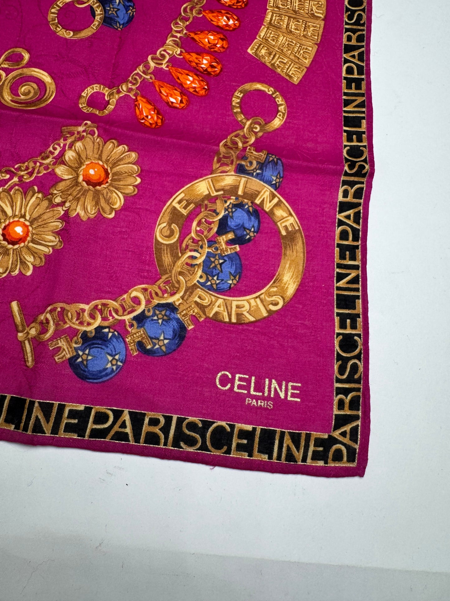 Vintage Celine Paris Silk Scarf Red
