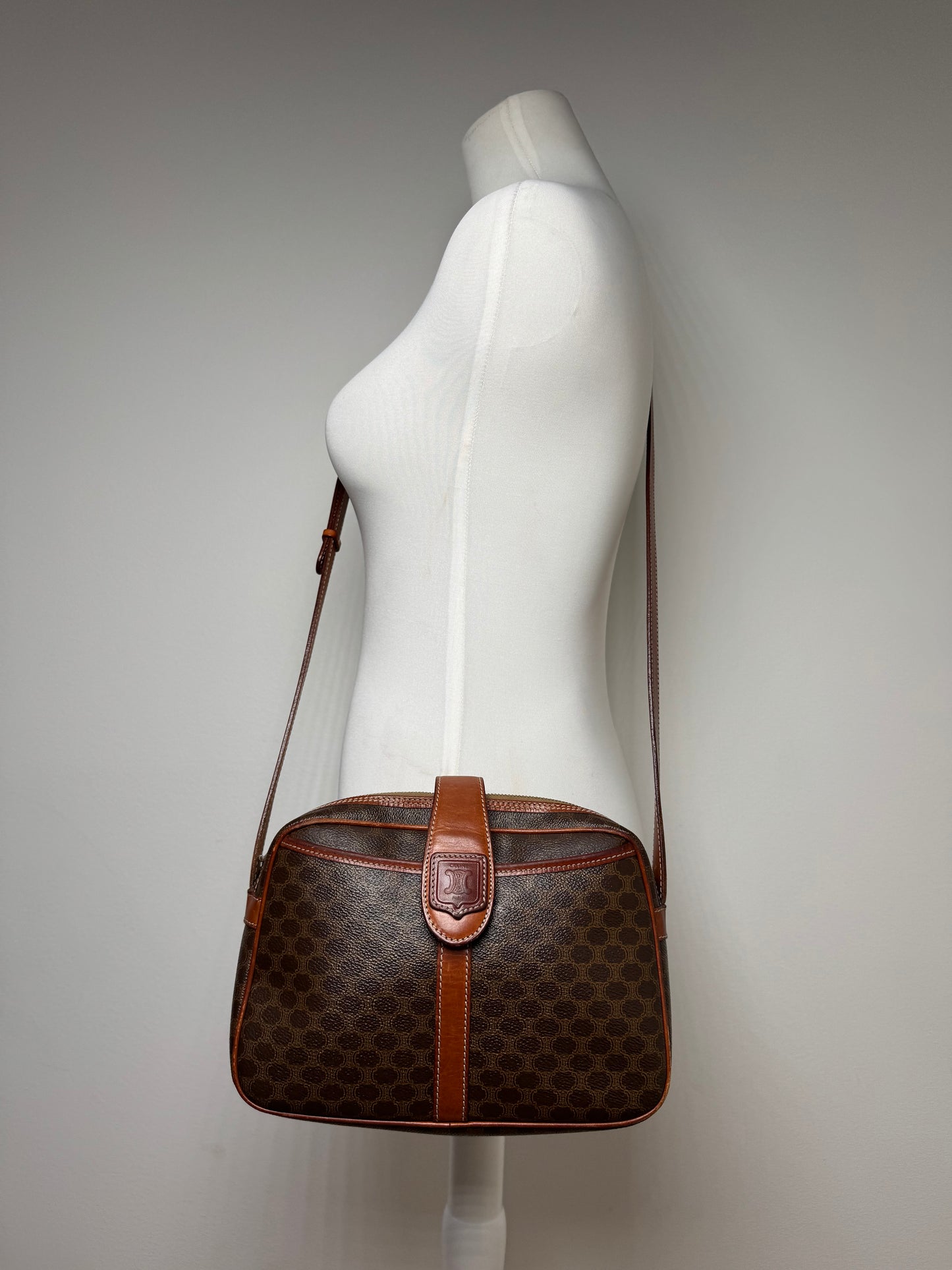 Vintage Celine Paris Triomphe Leather Monogram Bag
