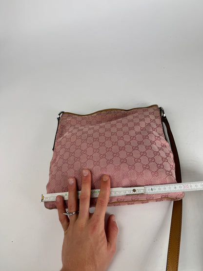 Vintage Gucci Monogram Shoulder Bag pink