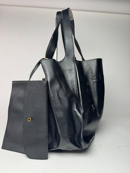 Vintage Stella Mc Cartney Vegan Leather Logo Shopper black