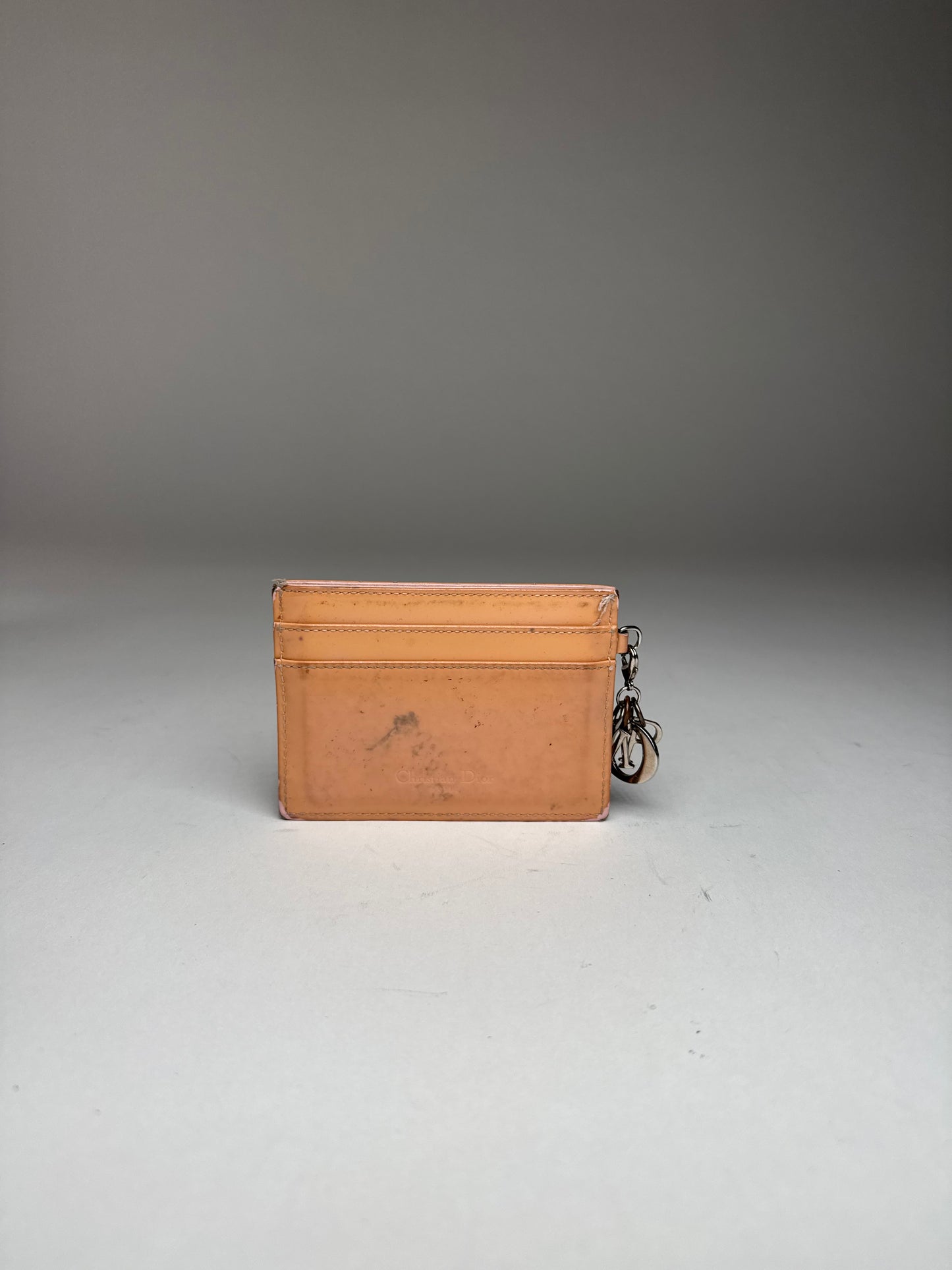 Vintage Dior Patent Leather Card Holder Peach-Orange
