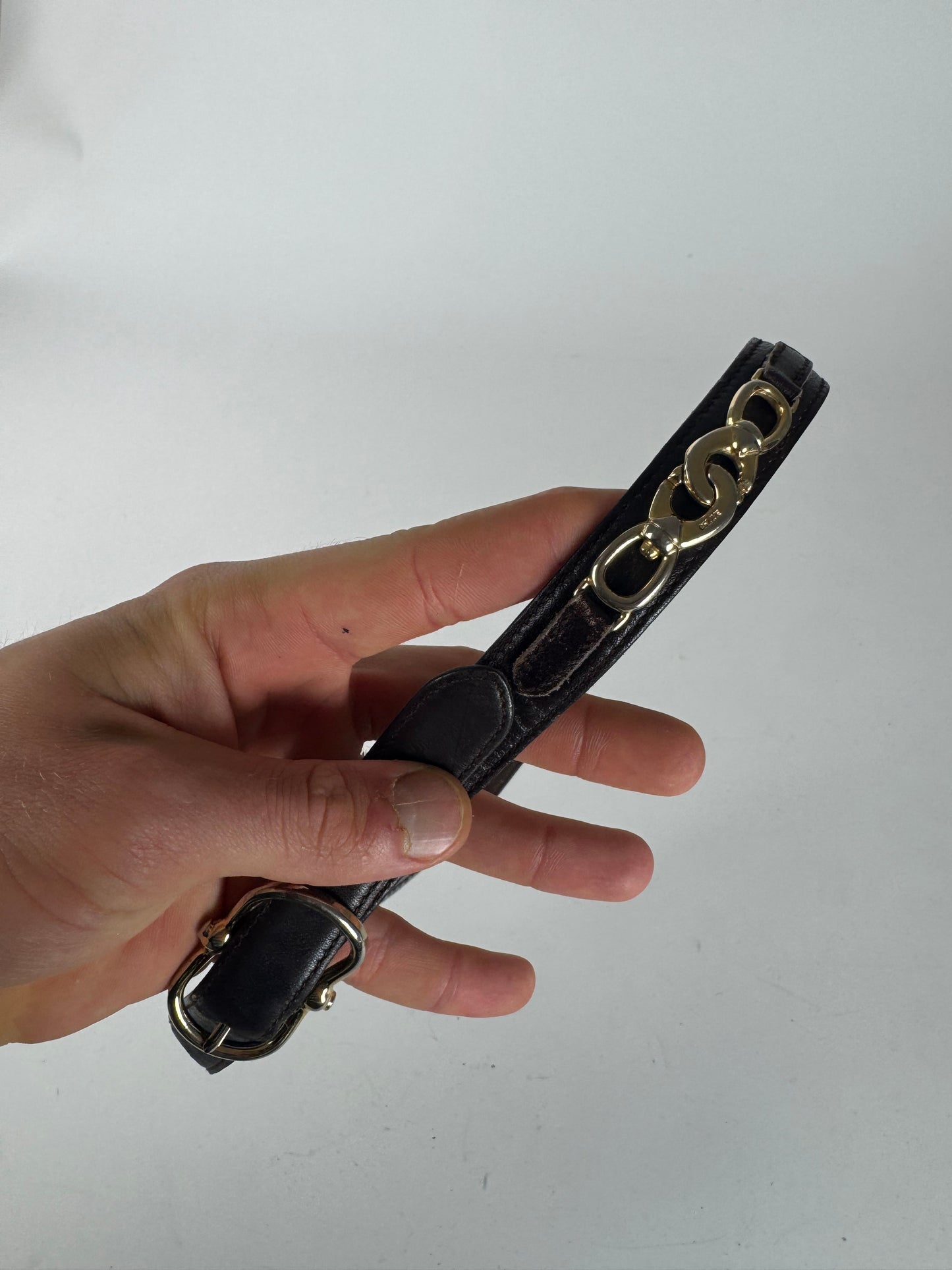 Vintage Celine Paris Leather Belt Brown