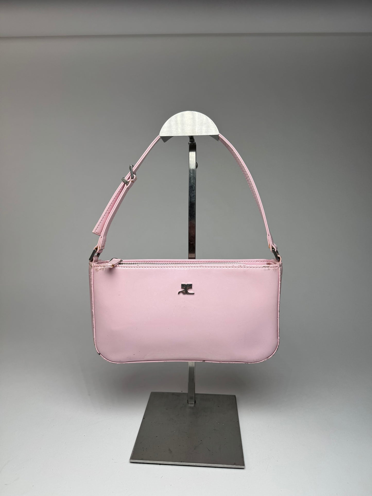 Vintage Courreges Patent Leather Baguette Bag Rose