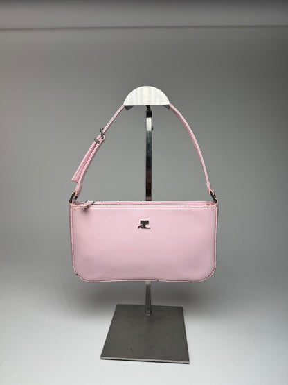 Vintage Courreges Patent Leather Baguette Bag Rose