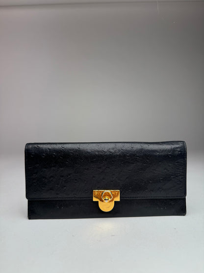 Vintage Givenchy Ostrich Leather card holder / ID holder Black