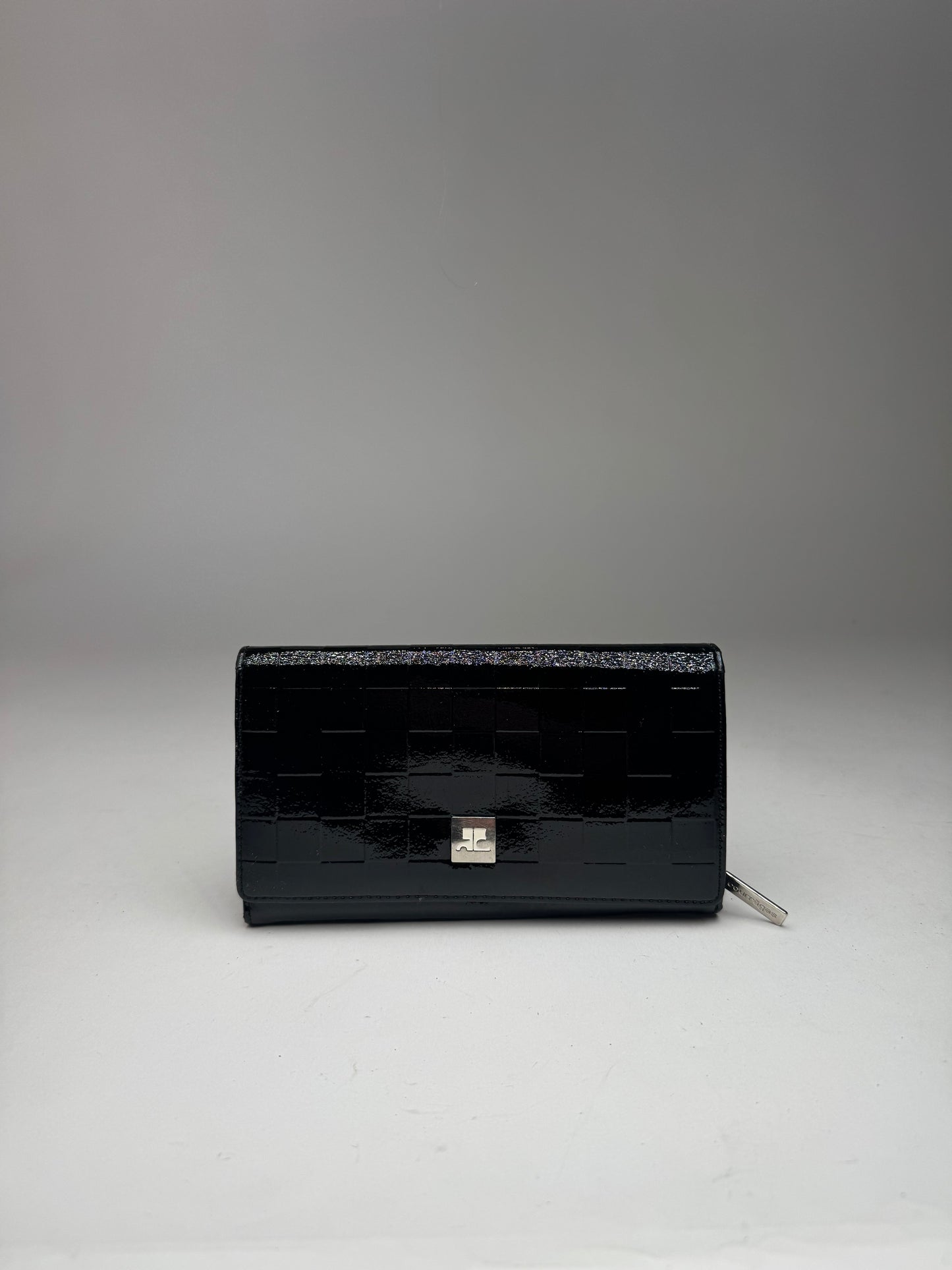 Vintage Courreges Paris Patent Leather Wallet Black