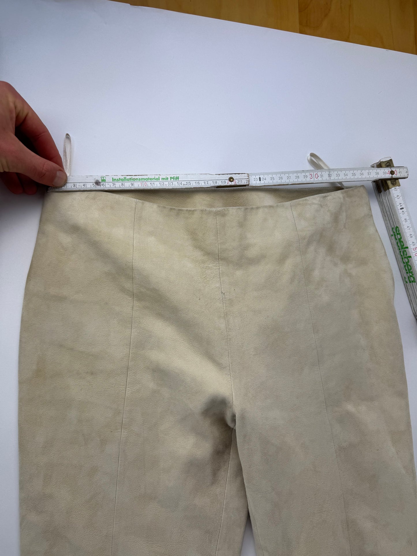 Vintage Loewe Madrid Nappa Leather Pants Beige 38/M