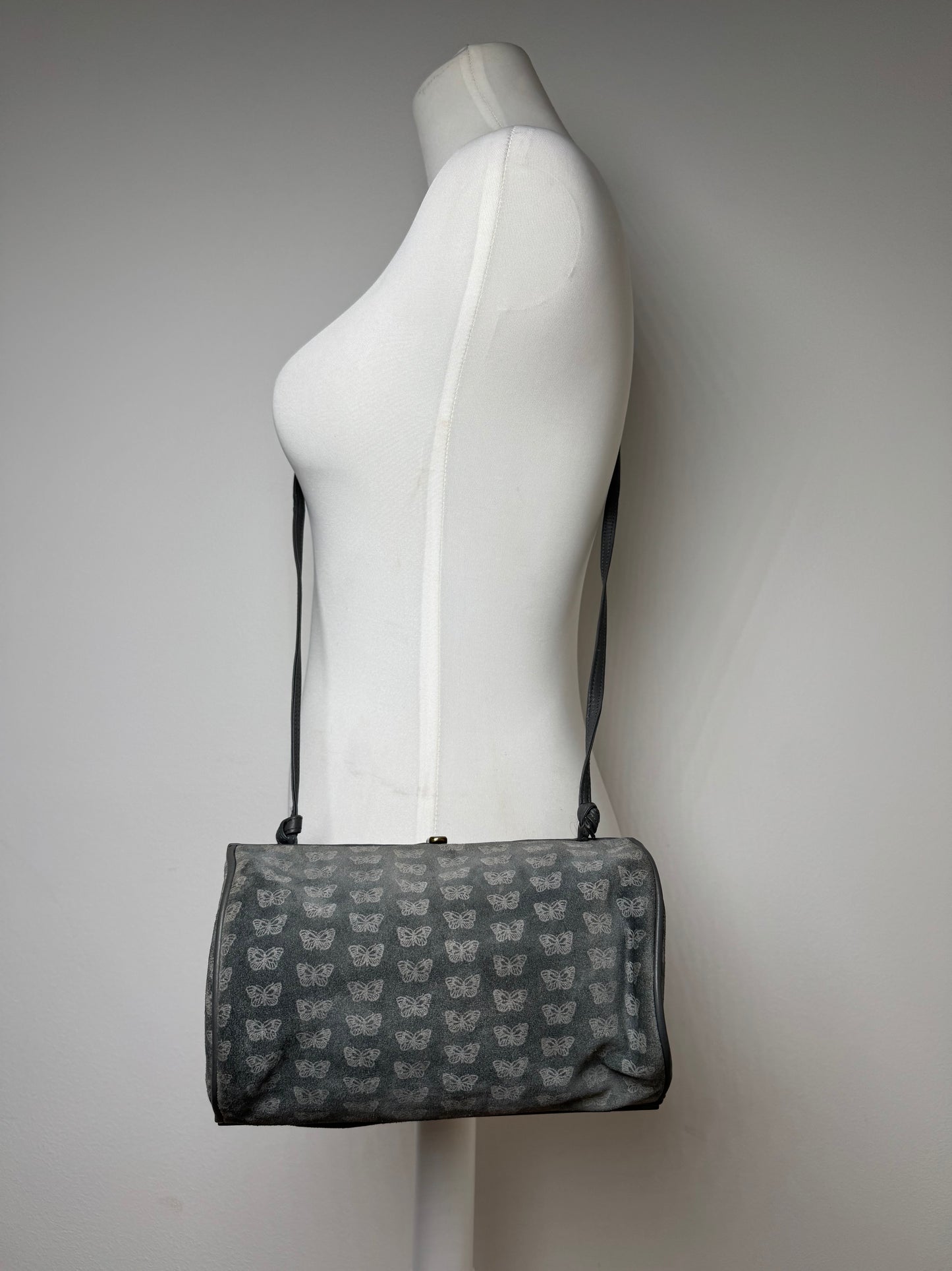 Vintage Bottega Veneta Suede Monogram Bag Grey