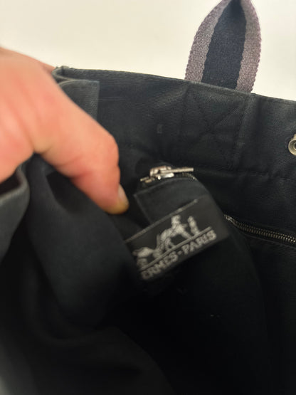 Vintage Hermes Paris Canvas Shopper Black