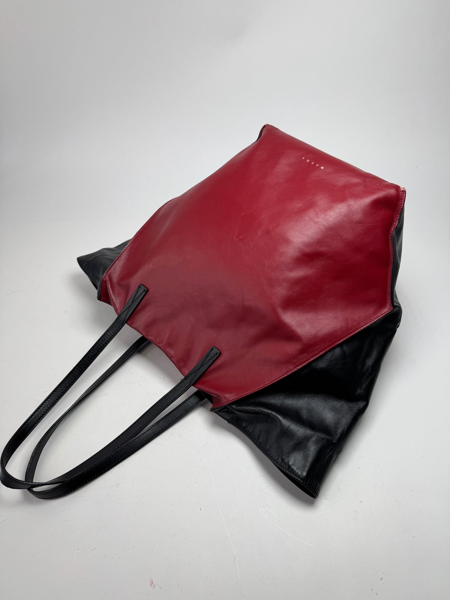 Vintage Marni Leather Shopper Black Red