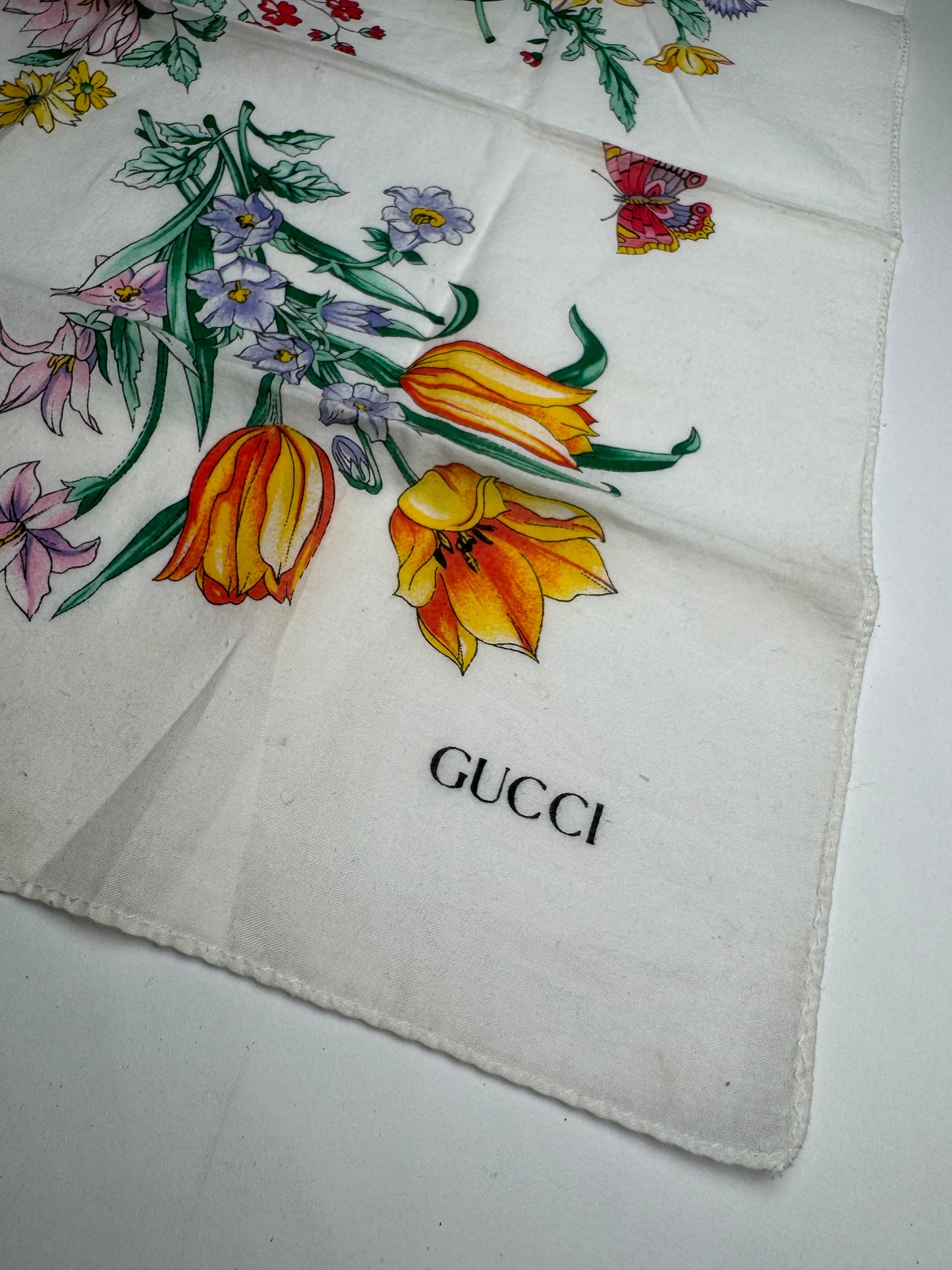 Vintage Gucci Floral Canvas Scarf