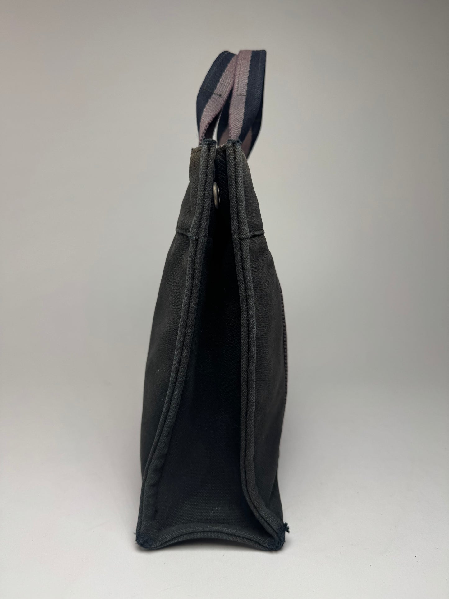 Vintage Hermes Paris Canvas Shopper Black