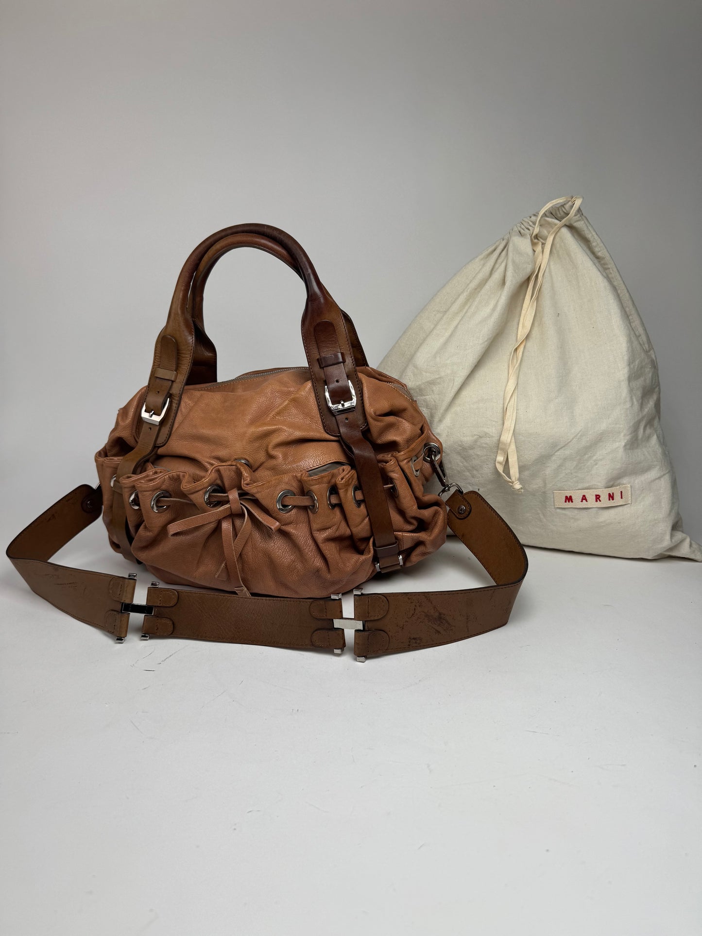 Vintage Marni 2Way Leather Bag Brown