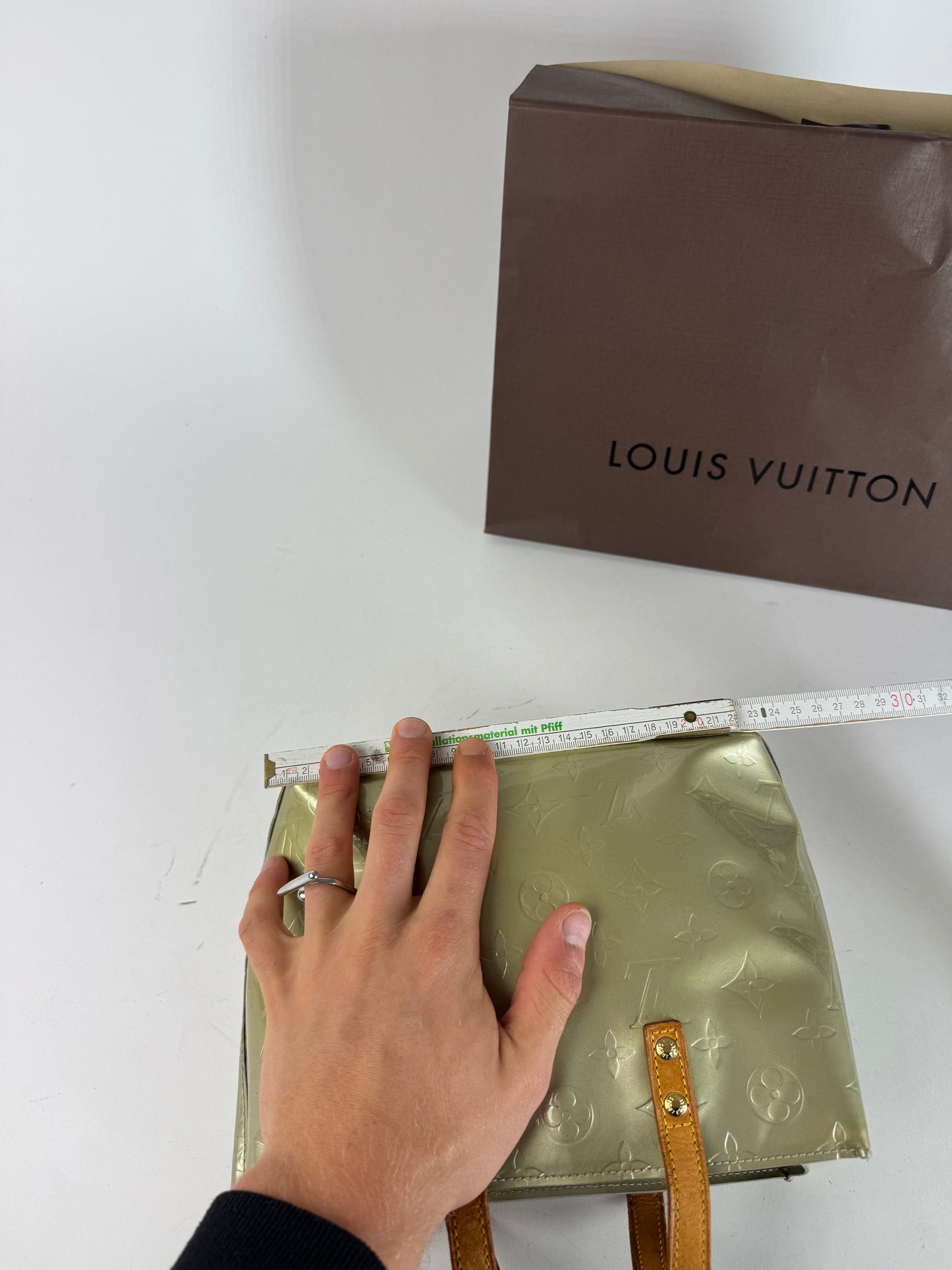 Vintage Louis Vuitton Vernis Leather Shopper Bag Blue Silver