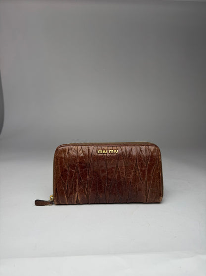 Vintage Miu Miu Metallasse Leather Wallet Brown