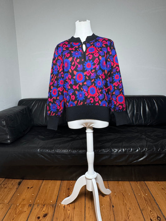Vintage Yves Saint Laurent Wool Sweater Floral 38/M