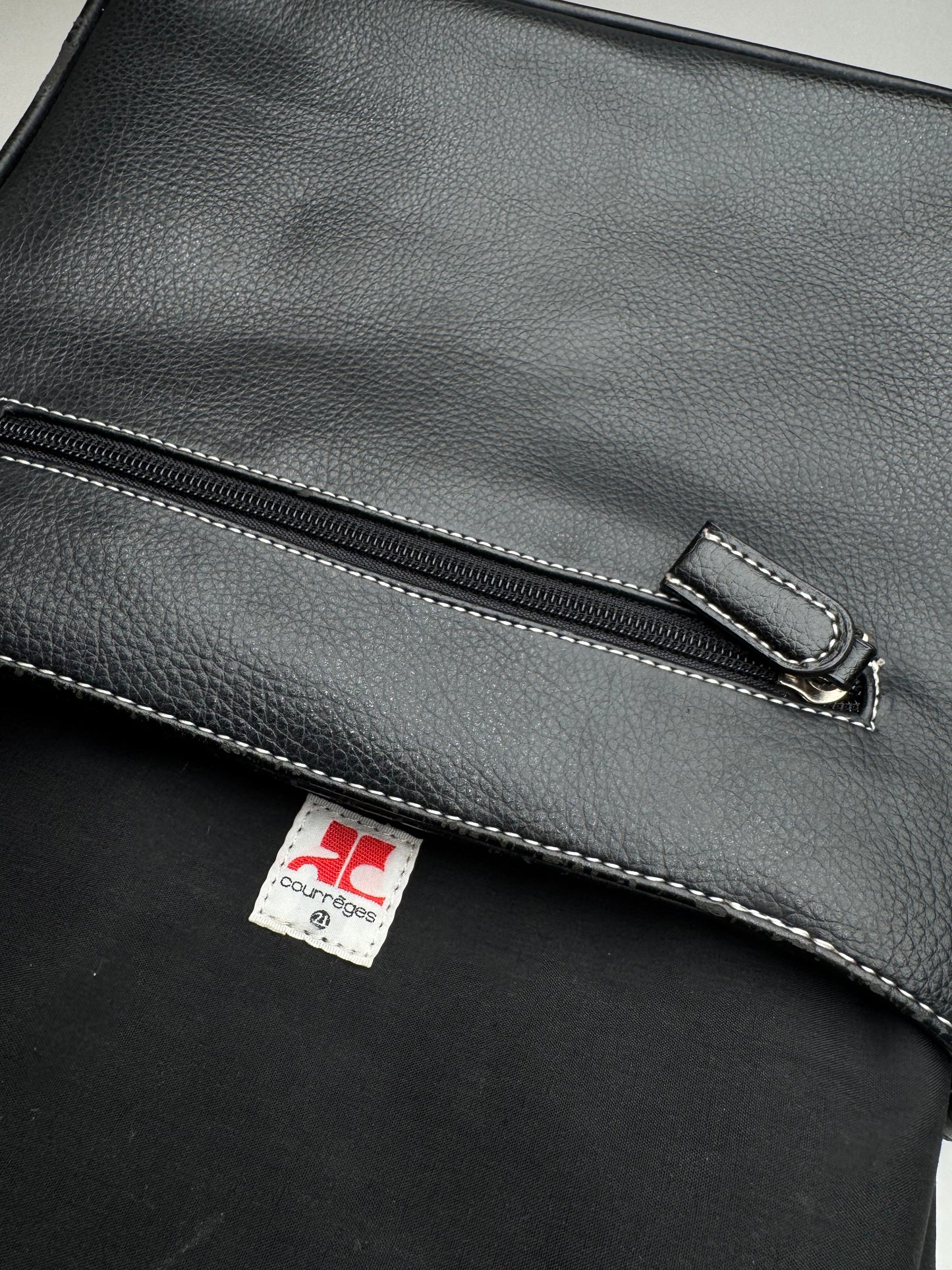 Vintage Courreges Paris Leather Bag Black