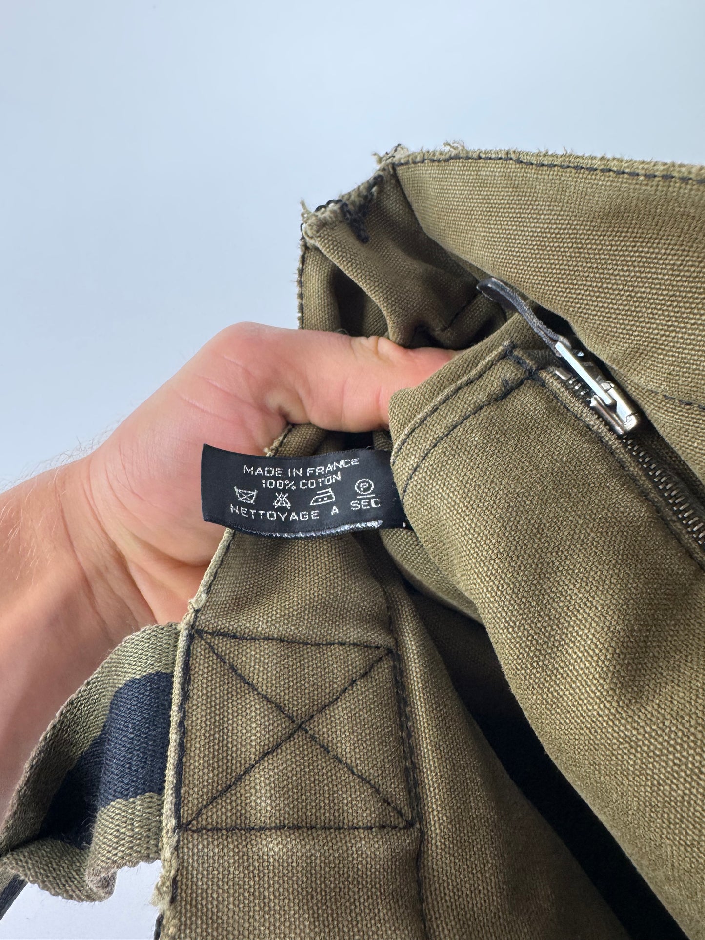 Vintage Hermes Paris Canvas Shopper Khaki/Black