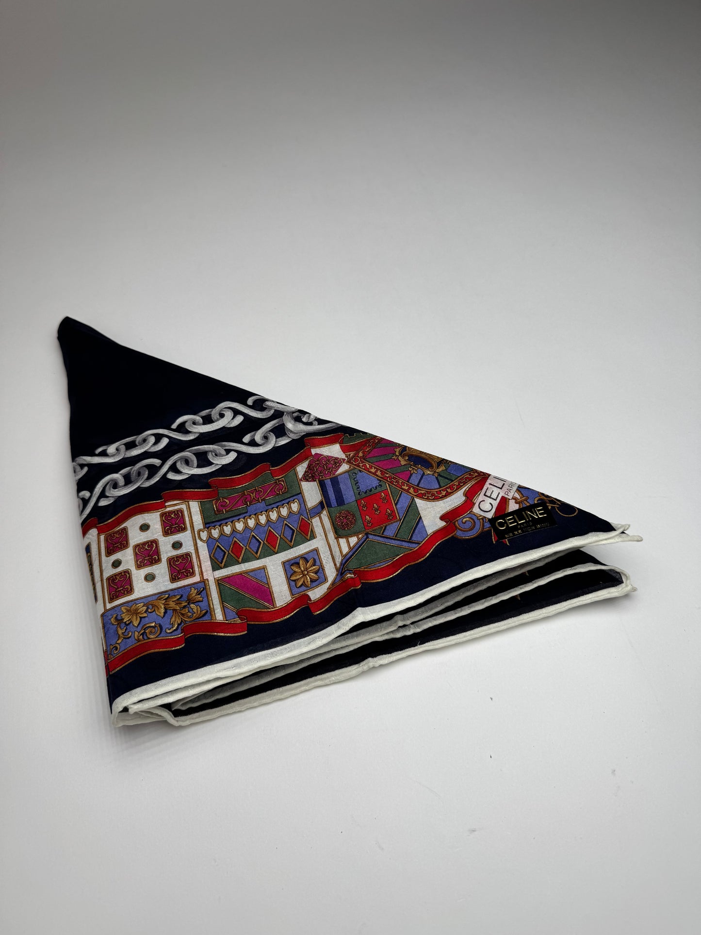 Vintage Celine Paris Silk / Canvas Scarf