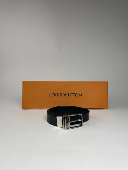 vintage Louis Vuitton Damier Monogram Leather Belt Black