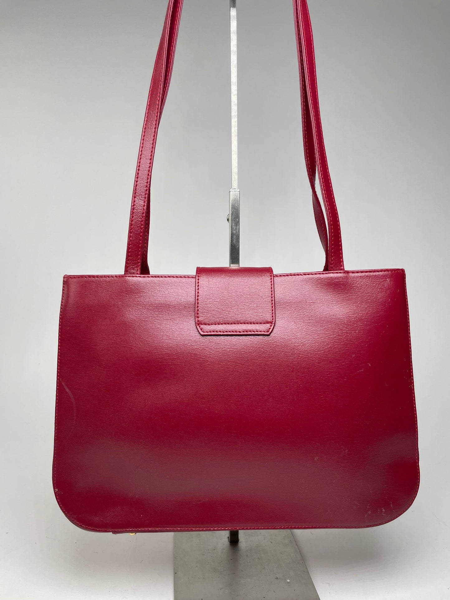 Vintage Givenchy Whip Leather Shopper Bag Red
