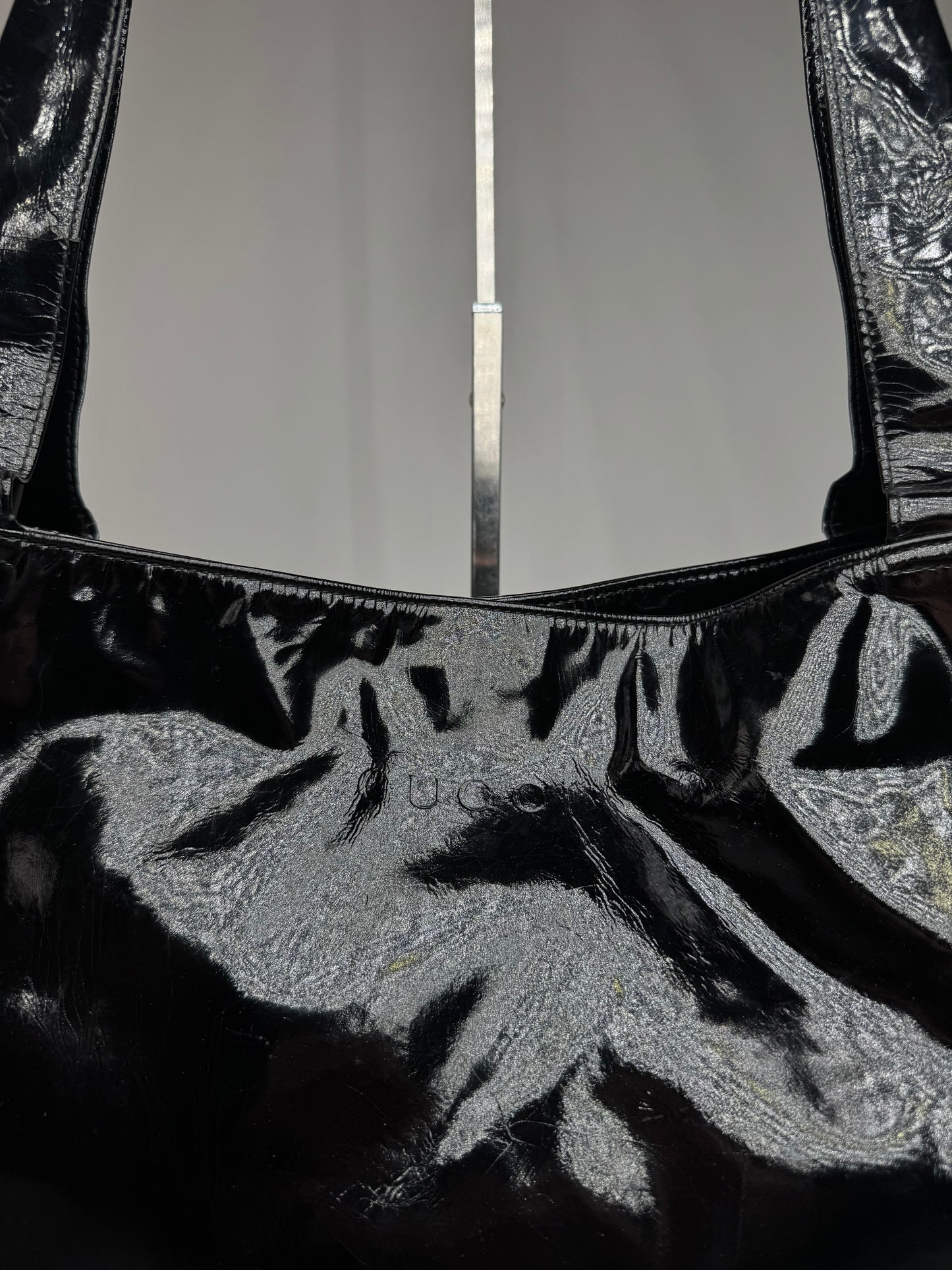 Vintage Gucci Tom Ford Patent Leather Shoulder Bag Black