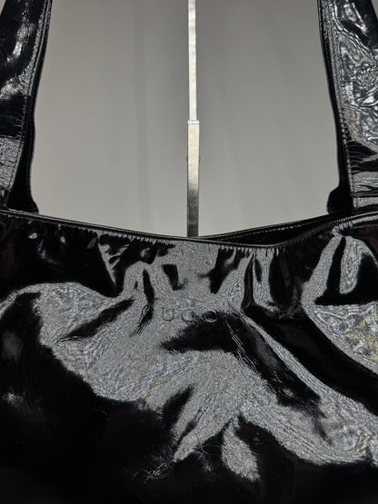 Vintage Gucci Tom Ford Patent Leather Shoulder Bag Black