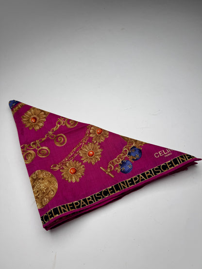 Vintage Celine Paris Silk Scarf Red