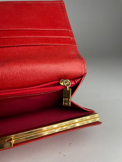 Vintage Givenchy GV3 Leather Wallet Red