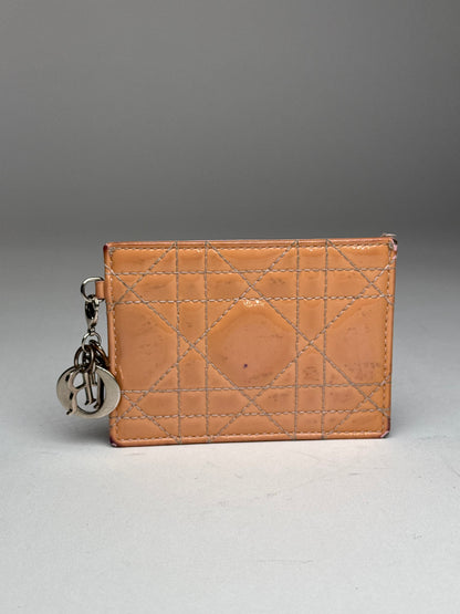 Vintage Dior Patent Leather Card Holder Peach-Orange