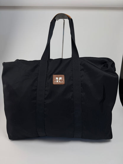 Vintage Courreges Paris Weekender Travel Bag Black Brown