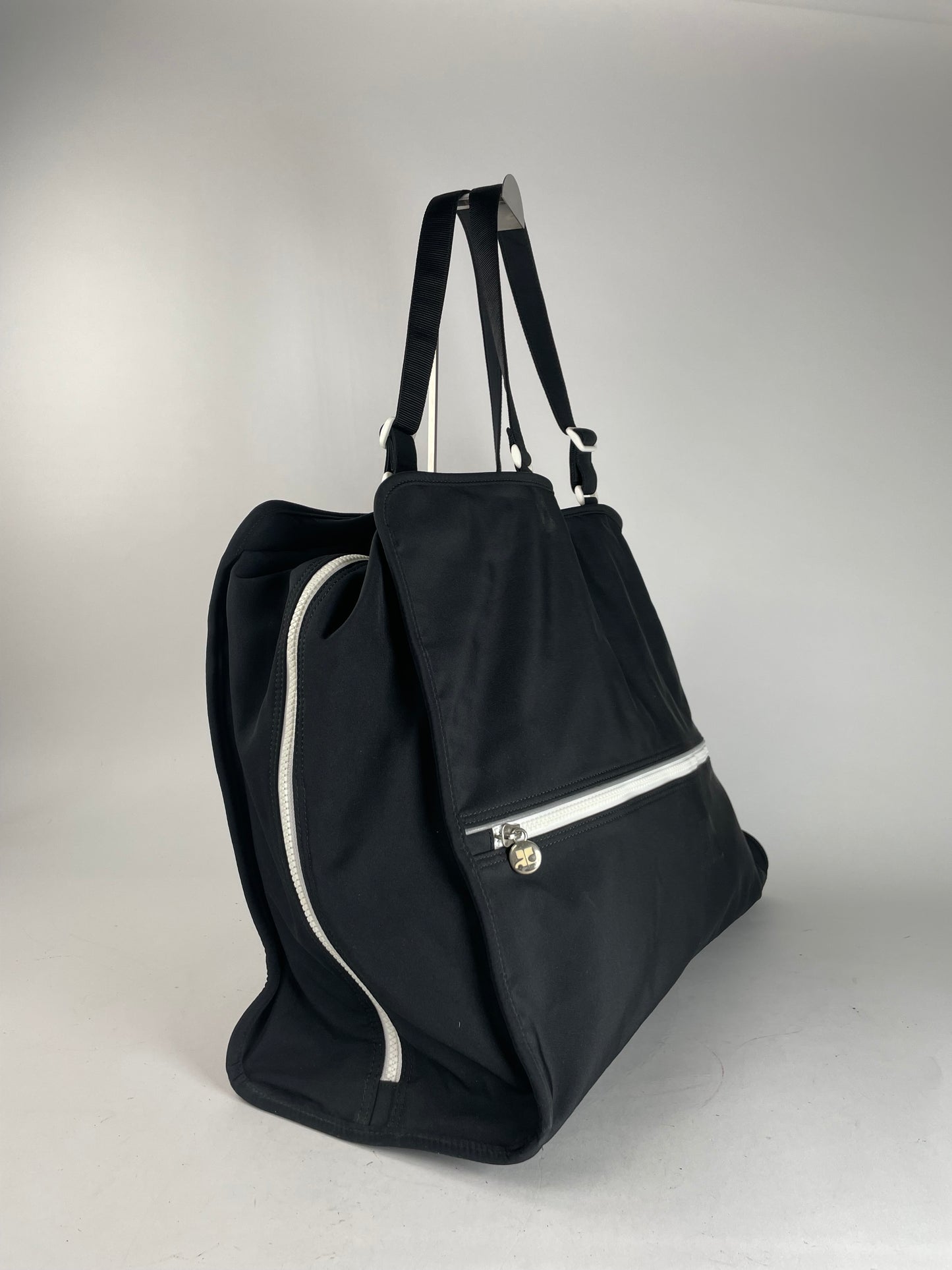 Vintage Courreges Paris Weekender Travel Bag Black White