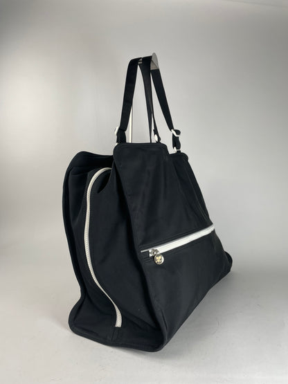 Vintage Courreges Paris Weekender Travel Bag Black White