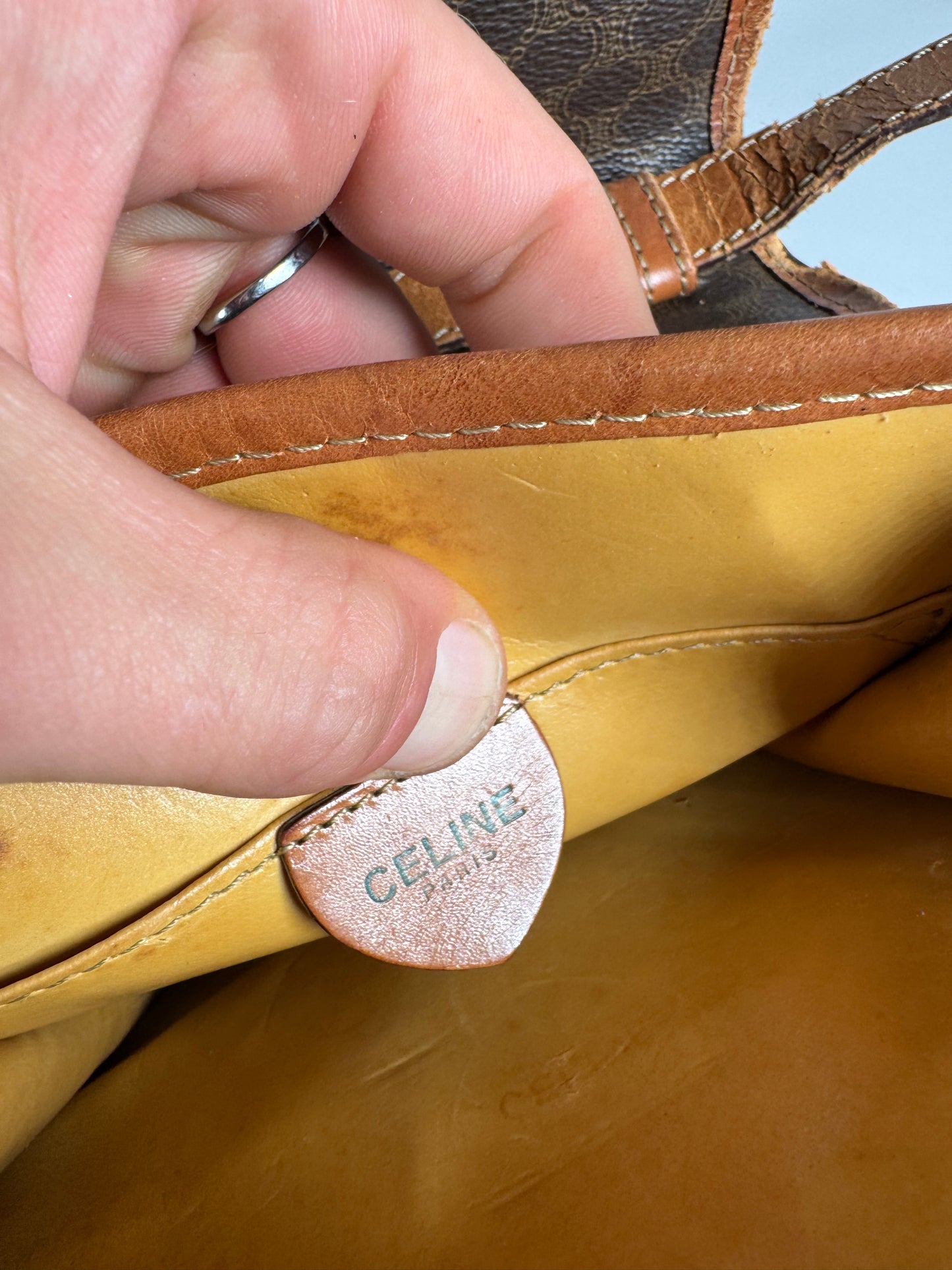 Vintage Celine Paris Triomphe Leather Bag Brown