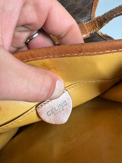 Vintage Celine Paris Triomphe Leather Bag Brown