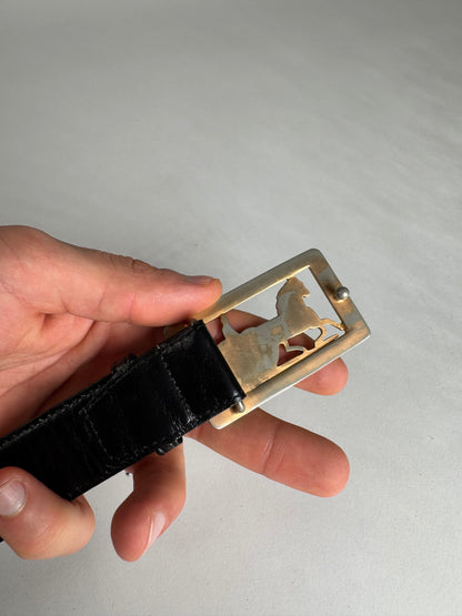 Vintage Celine Paris Leather Belt Black