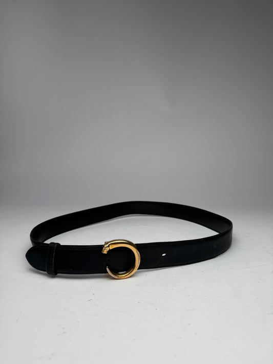 Vintage Cartier Panthere Leather Belt black