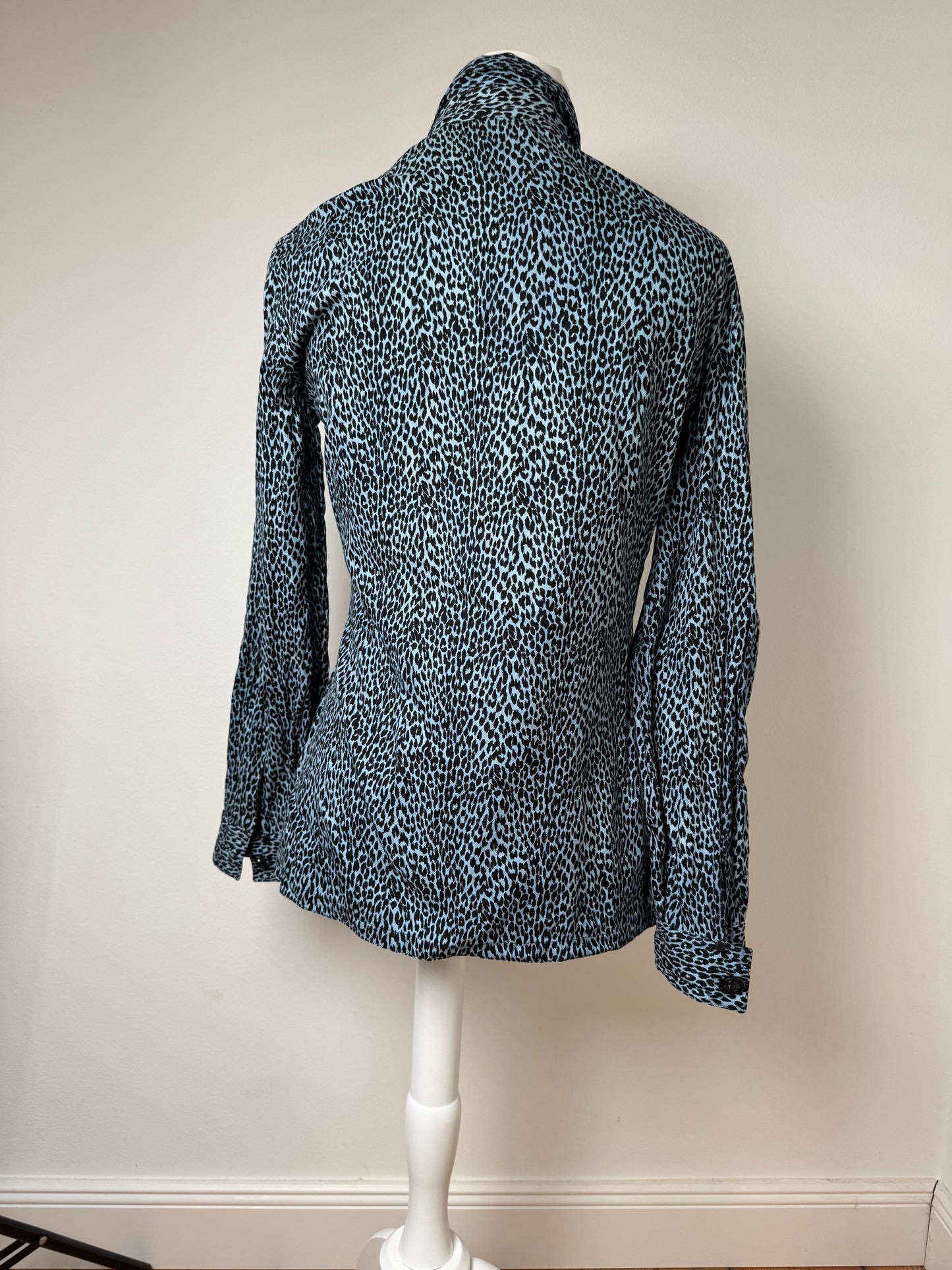 Vintage Gianni Versace Leopard Canvas Shirt Blue/black 38/M