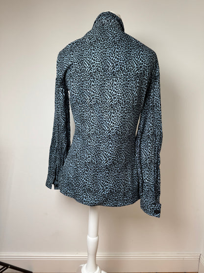 Vintage Gianni Versace Leopard Canvas Shirt Blue/black 38/M