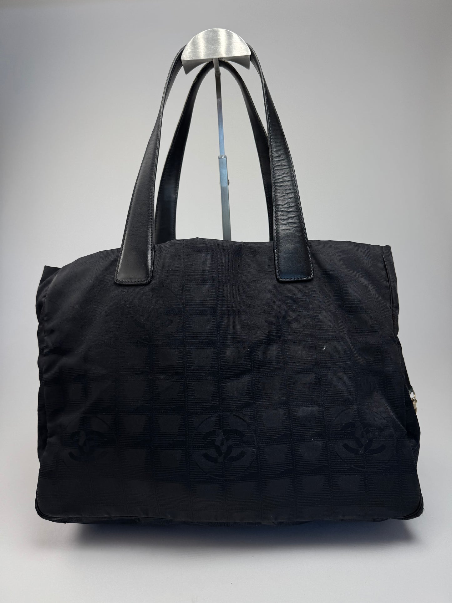 Vintage Chanel Canvas Monogram Shopper Black