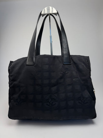 Vintage Chanel Canvas Monogram Shopper Black